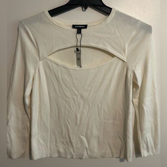 Express Women's Ivory Cut-Out Blouse - Picture 1 of 3